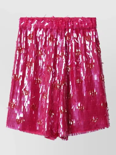 Dries Van Noten High Waist Sequin Mini A Line Skirt In Pink