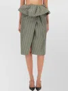 Dries Van Noten High Waist Striped Midi Skirt In Green