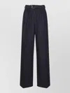 Dries Van Noten High Waist Wide Leg Belted Pleated Jeans In Blue