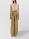 Dries Van Noten High Waist Wide Leg Trousers With Belt In Brown