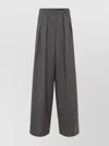 Dries Van Noten High Waist Wide Leg Trousers With Button Detail In Gray