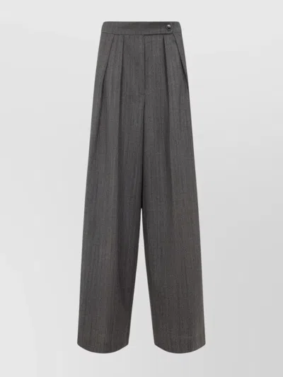 Dries Van Noten High Waist Wide Leg Trousers With Button Detail In Gray