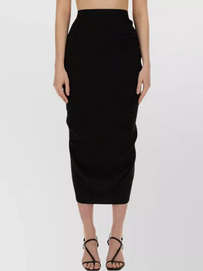 Dries Van Noten High-waisted Midi Skirt Ruching Detail In Black