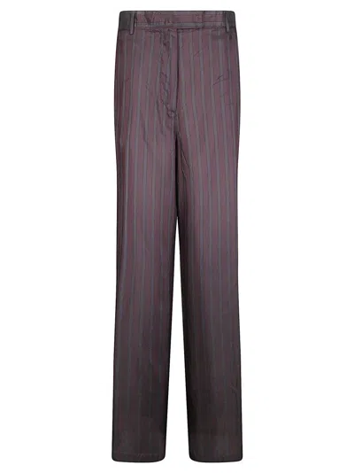 DRIES VAN NOTEN HIGH-WAISTED WIDE LEG TROUSERS WITH VERTICAL STRIPES