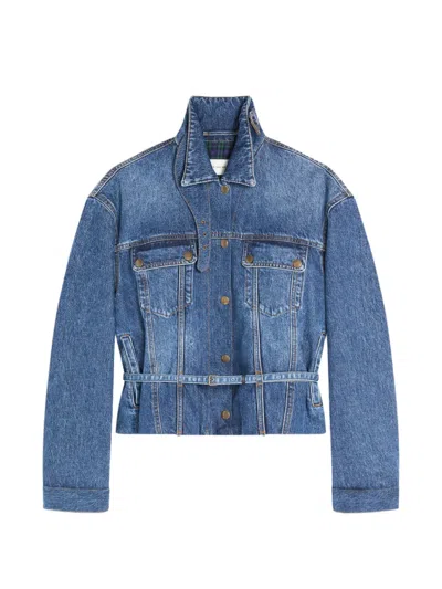 Dries Van Noten High-collar Denim Jacket In Blue