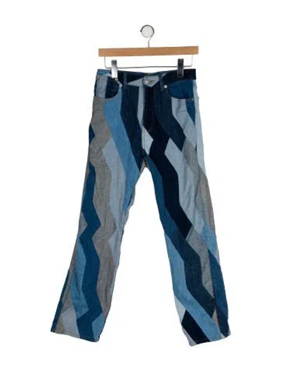 Pre-owned Dries Van Noten High-rise Straight Leg Jeans In Blue