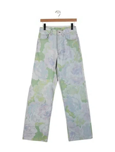 Pre-owned Dries Van Noten High-rise Straight Leg Jeans In Blue/green/purple