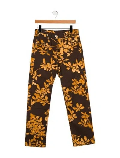 Pre-owned Dries Van Noten High-rise Straight Leg Jeans In Brown