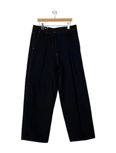 Pre-owned Dries Van Noten High-rise Wide Leg Jeans In Blue