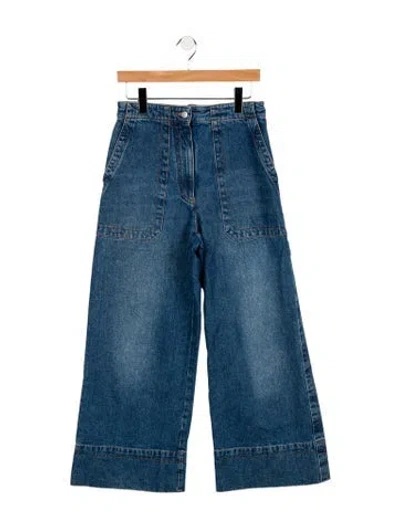 Pre-owned Dries Van Noten High-rise Wide Leg Jeans In Blue