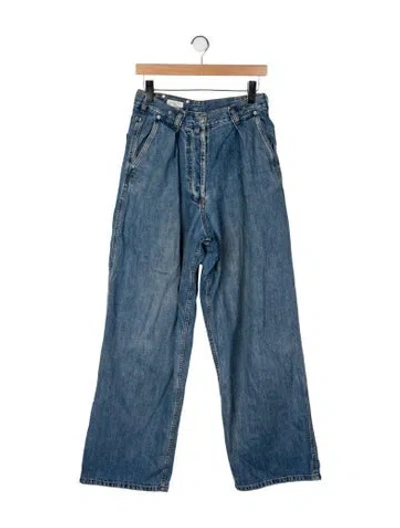 Pre-owned Dries Van Noten High-rise Wide Leg Jeans In Blue