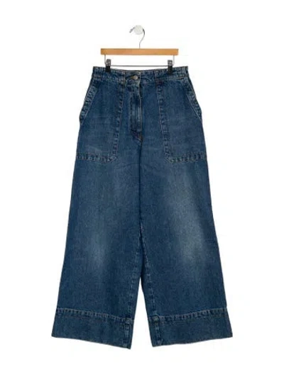 Pre-owned Dries Van Noten High-rise Wide Leg Jeans In Blue