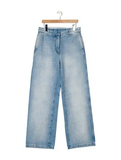 Pre-owned Dries Van Noten High-rise Wide Leg Jeans In Blue