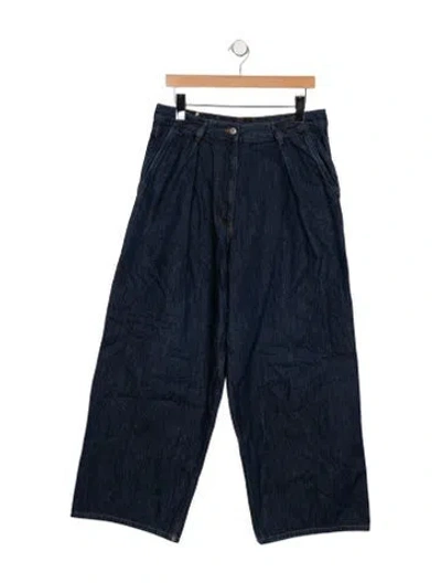 Pre-owned Dries Van Noten High-rise Wide Leg Jeans In Blue