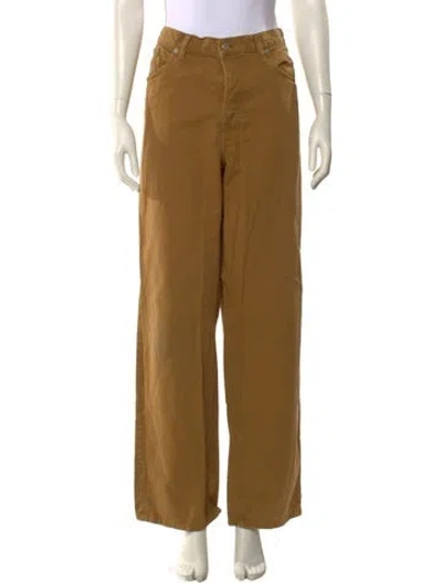 Pre-owned Dries Van Noten High-rise Wide Leg Jeans In Brown