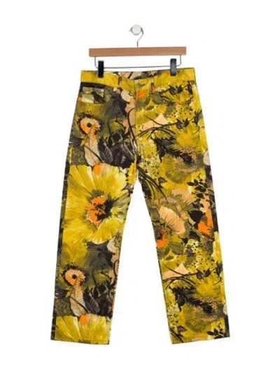 Pre-owned Dries Van Noten High-rise Wide Leg Jeans In Green