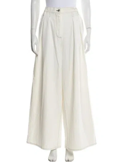 Pre-owned Dries Van Noten High-rise Wide Leg Jeans In Neutral