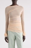 Dries Van Noten Draped Stretch-mesh Top In Blush