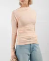 Dries Van Noten Draped Stretch-mesh Top In Gold