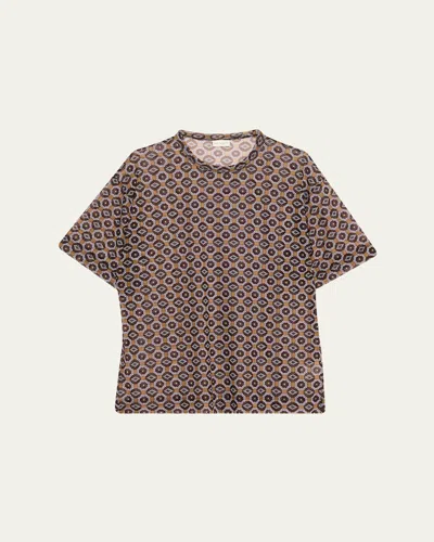 Dries Van Noten Hoge Sheer Oversized T-shirt In Brown