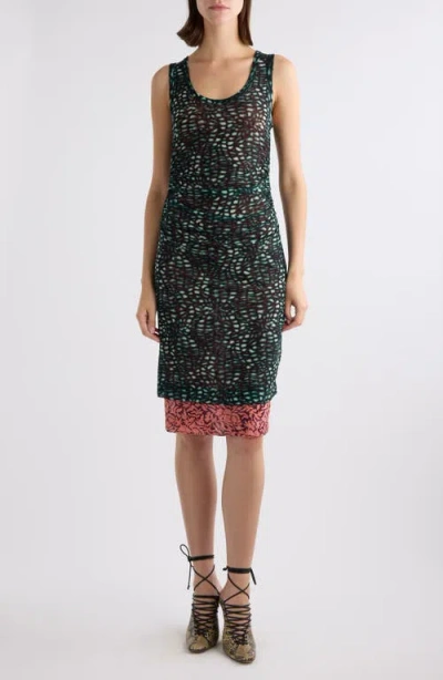 Dries Van Noten Hoges Mixed Print Layered Mesh Dress In Multi