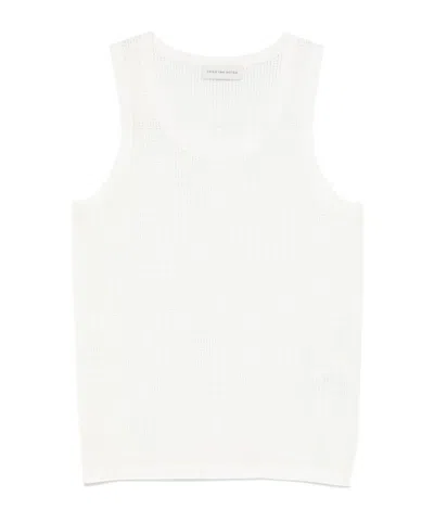 Dries Van Noten Hollow Round Neck Vest In White