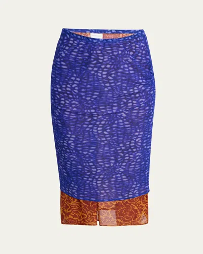 Dries Van Noten Homoa Printed Midi Pencil Skirt In Multi