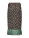 Dries Van Noten Women Brown Printed Mesh Layered Midi Skirt In Multi