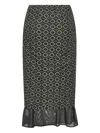 Dries Van Noten Women Green Printed Mesh Layered Midi Skirt In Multi