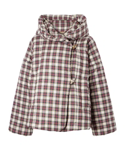 Dries Van Noten Hooded Checked Padded Cotton-flannel Jacket In Gray