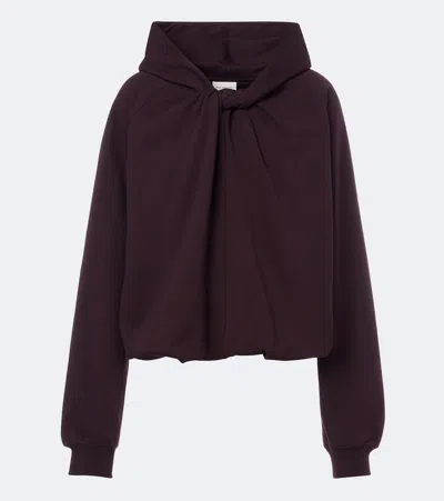 Dries Van Noten Hooded Cotton Jersey Sweatshirt In Purple
