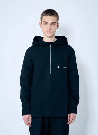 Dries Van Noten Hooded Cotton Zip-up Shirt In Black