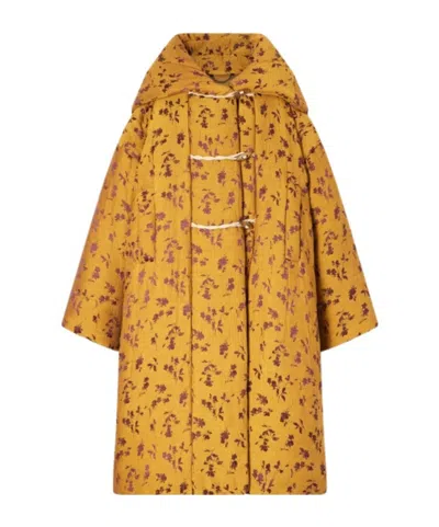 Dries Van Noten Hooded Padded Floral-jacquard Long Jacket In Multi