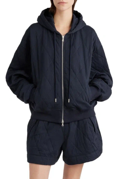 Dries Van Noten Hooded Quilted Cotton Jacket In Navy 509