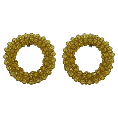 Pre-owned Dries Van Noten Hoop Beaded Clip-on Earrings, 2000s In Multi