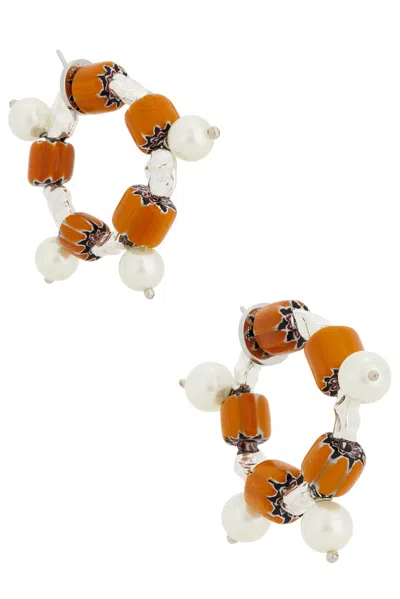 Dries Van Noten Hoop Earrings In Brown