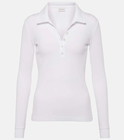 Dries Van Noten Horst Cotton-blend Polo Shirt In White