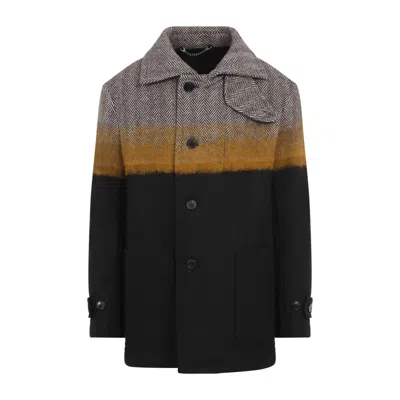 DRIES VAN NOTEN DRIES VAN NOTEN HOUNDSTOOTH AND BLACK STRUCTURED COAT