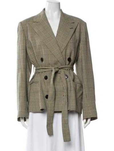Pre-owned Dries Van Noten Houndstooth Print Blazer In Black
