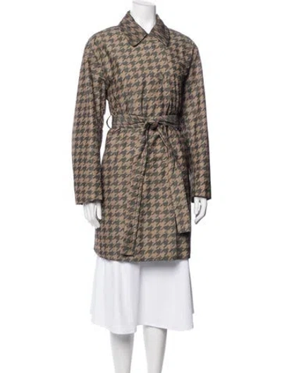 Pre-owned Dries Van Noten Houndstooth Print Coat In Brown