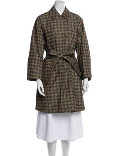 Pre-owned Dries Van Noten Houndstooth Print Trench Coat In Multi