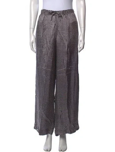 Pre-owned Dries Van Noten Houndstooth Print Wide Leg Pants In Neutrals