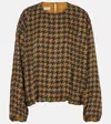 Dries Van Noten Houndstooth Satin Blouse In Orange