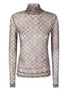 Dries Van Noten Long-fit Mesh Top With Geometric Print In Brown