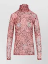 Dries Van Noten Stretch Tulle Turtleneck Knitwear Multicolor