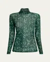 Dries Van Noten Hoyser Printed Turtleneck In Malachite