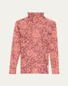 Dries Van Noten Hoyser Printed Turtleneck In Peach