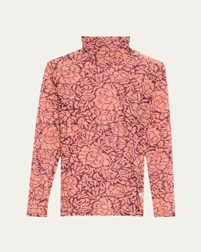 Dries Van Noten Hoyser Printed Turtleneck In Peach