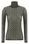 Dries Van Noten Geometric Pattern Turtleneck Long Sleeve Sweater In Black