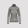Dries Van Noten Geometric Pattern Turtleneck Long Sleeve Sweater In Green